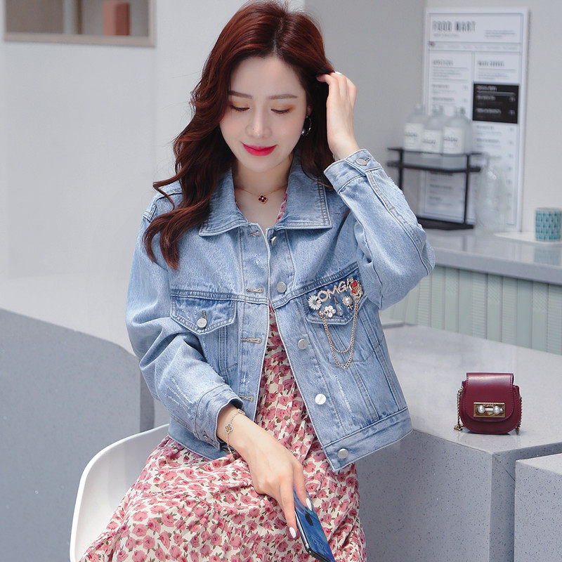 牛仔外套女短款小个子浅色2020上衣 x2kinson短外套