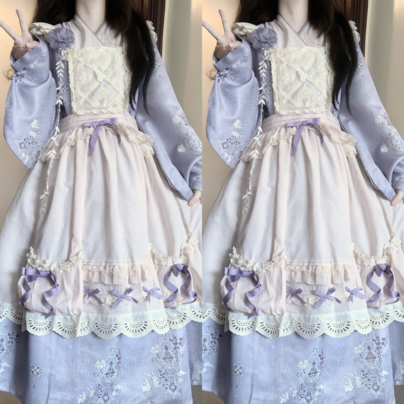 设计师的礼物原创云上药铺连衣裙女日常汉洋折衷Lolita秋冬装套装 - 图2