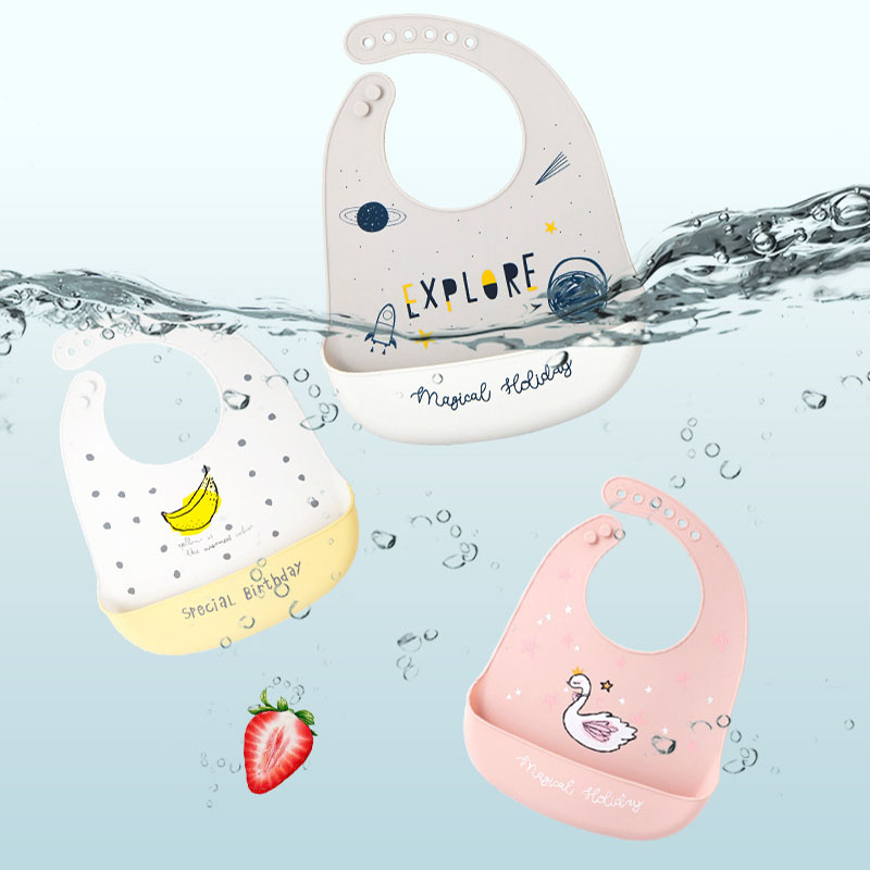 Waterproof Baby Bibs Soft Silicone Baby Feeding Bib Baby Stu - 图2