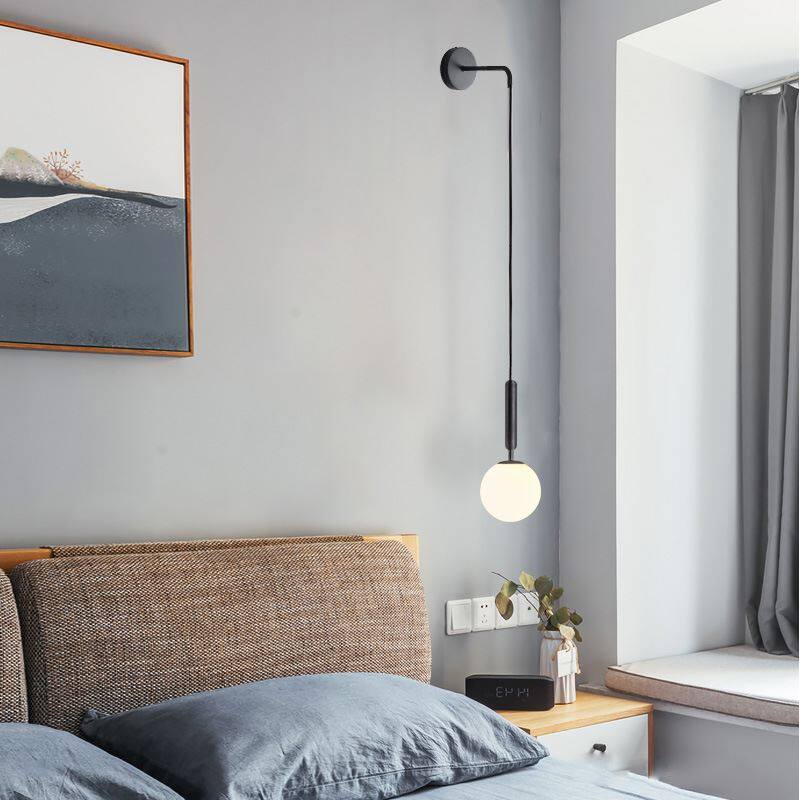 Nordic LED Glass Wall Lamps Bedroom Bedside Lights Modern De_虎窝淘