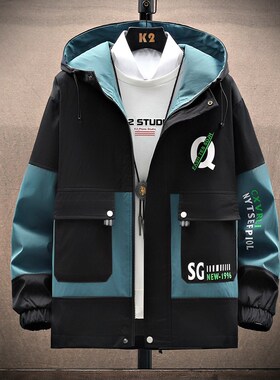 Men's Windbreaker Jackets Youth Korea Fashion Print Casual C