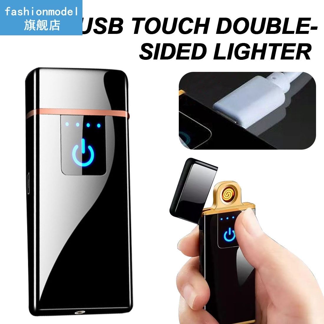 Electric Lighter Double Arc Plasma Lighter Windproof Flamele-图2