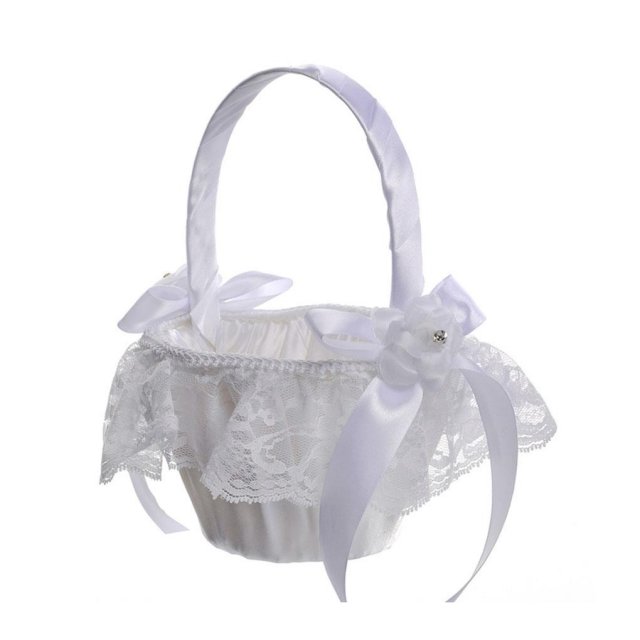 2 Pieces Wedding Lace Ribbon Bowknot Flower Basket Ceremony - 图1
