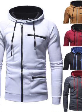 New Men's Fashion Hoodies Autumn Winter Casual Solid