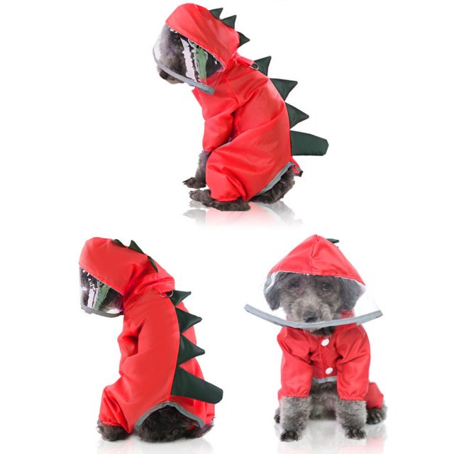 Pet Cat Dog Raincoat Hooded Reflective Puppy Dog Rain Coat W - 图2