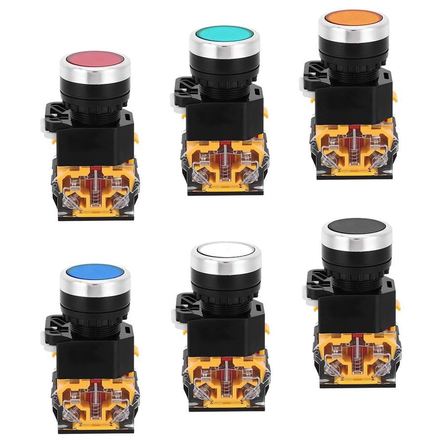 5pcs Push Button Switch Kit 37V-440V Plastic Self-Resetting - 图1