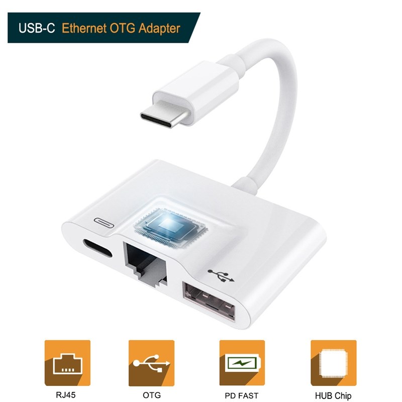 3 In 1 Charger Adapter For Type-C To Lan 100Mbps Ethernet Rj - 图0