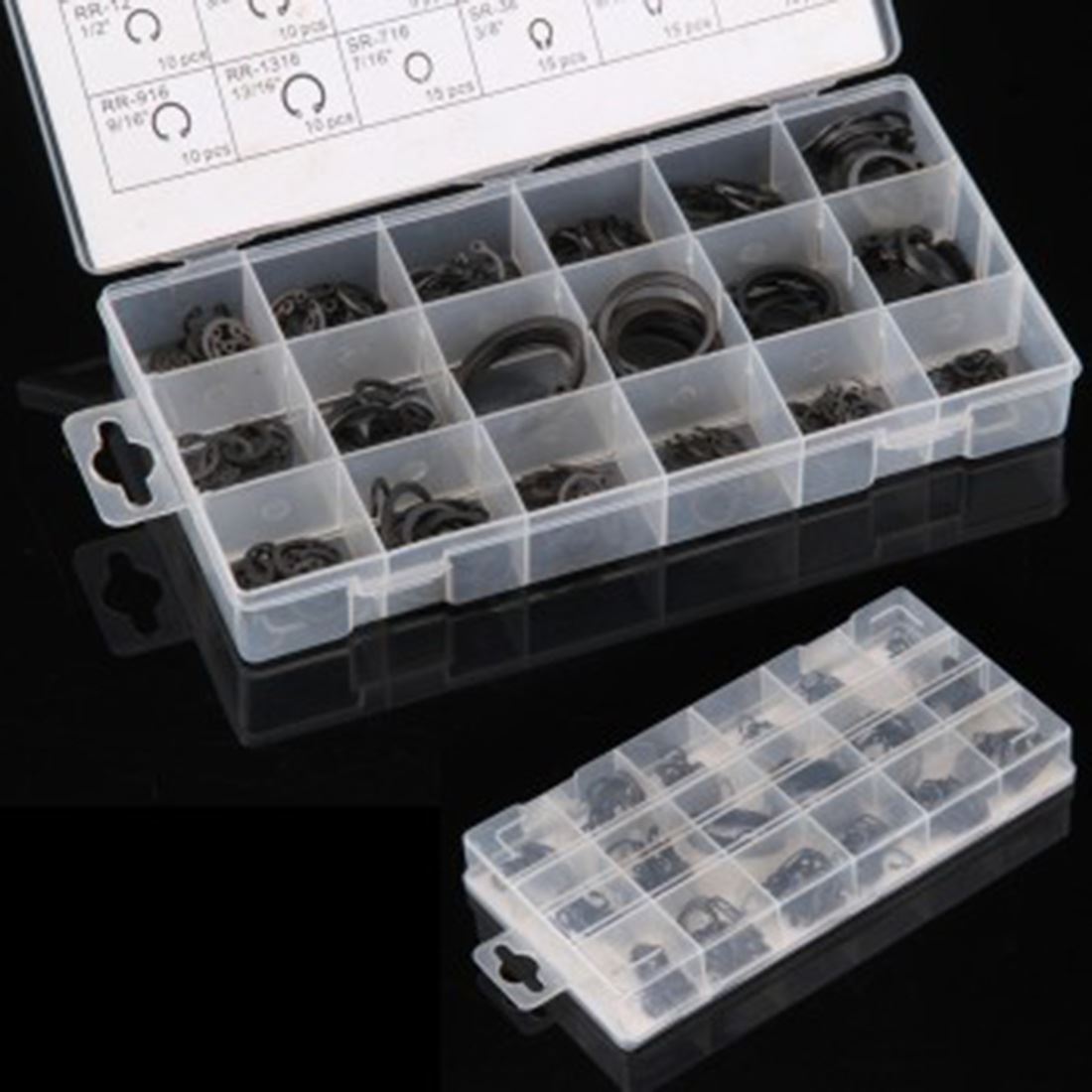 225Pcs Metal Internal Circlip Snap Ring Black Assortment Set - 图1