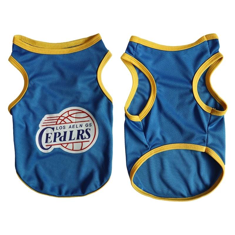 Summer Dog Clothes Breathable Basketball Jersey Puppy Cats V-图2