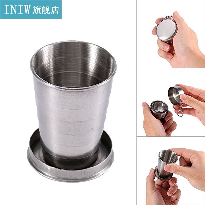 75/150/250ml Folding Cup with Keychain Stainless Steel Retr - 图3