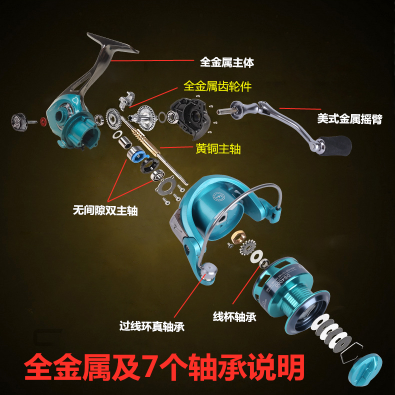 7个轴承全金属泰斯泰拉双摇臂纺车轮路亚微物纺车轮滑漂远投轮 - 图2