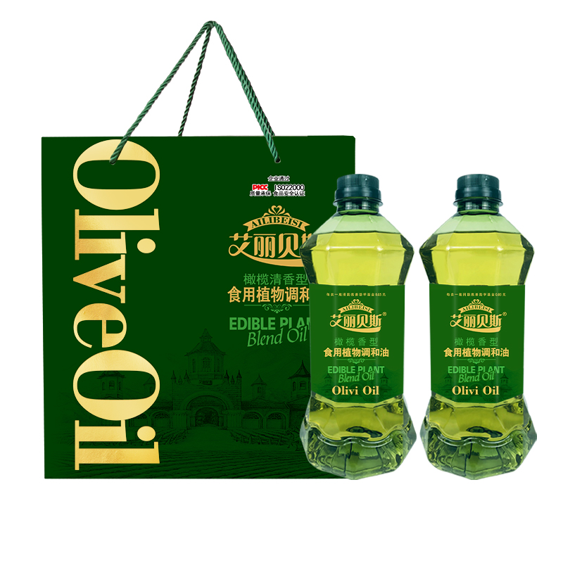 艾丽贝斯添加特级橄榄油调和油1.5L*2桶礼盒装食用油节日送礼团购