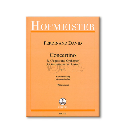 戴维德 小协奏曲Op12 巴松管和钢琴 德国霍夫曼斯特 原版乐谱书 David Concertino for Bassoon and Orchestra FH2170 - 图3