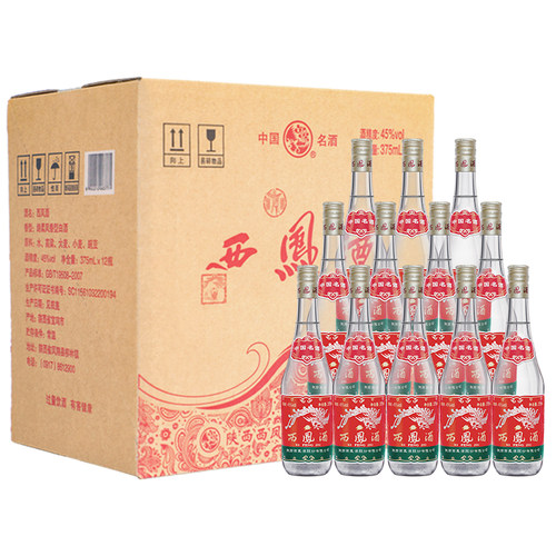 西凤375（中国名酒）45度凤香型粮食酒水国产白酒原厂 375mL*12瓶 - 图0