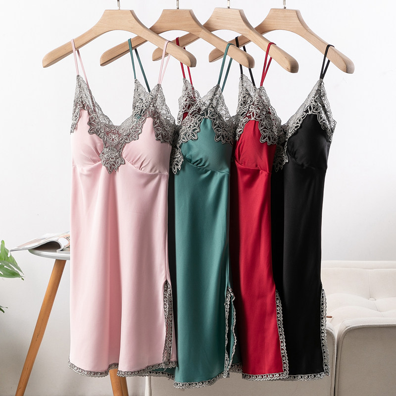 新款夏季性感五件套冰丝绸吊带睡裙 贝心适睡衣/家居服套装