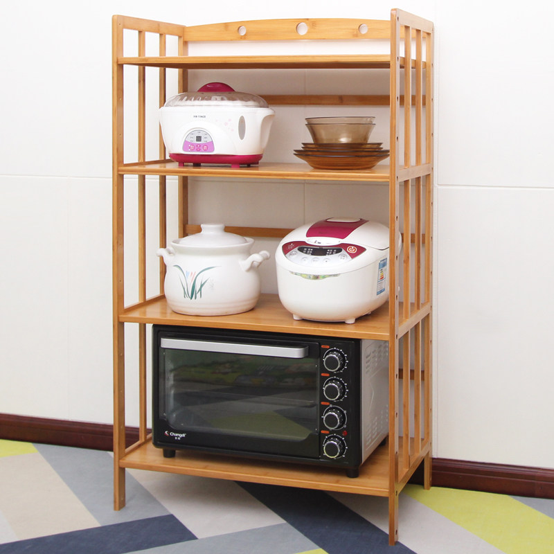 楠竹厨房置物架简易微波炉烤箱收纳架客厅家用锅具多层储物柜落地,淘宝优惠券,粉丝福利购,淘宝优惠卷