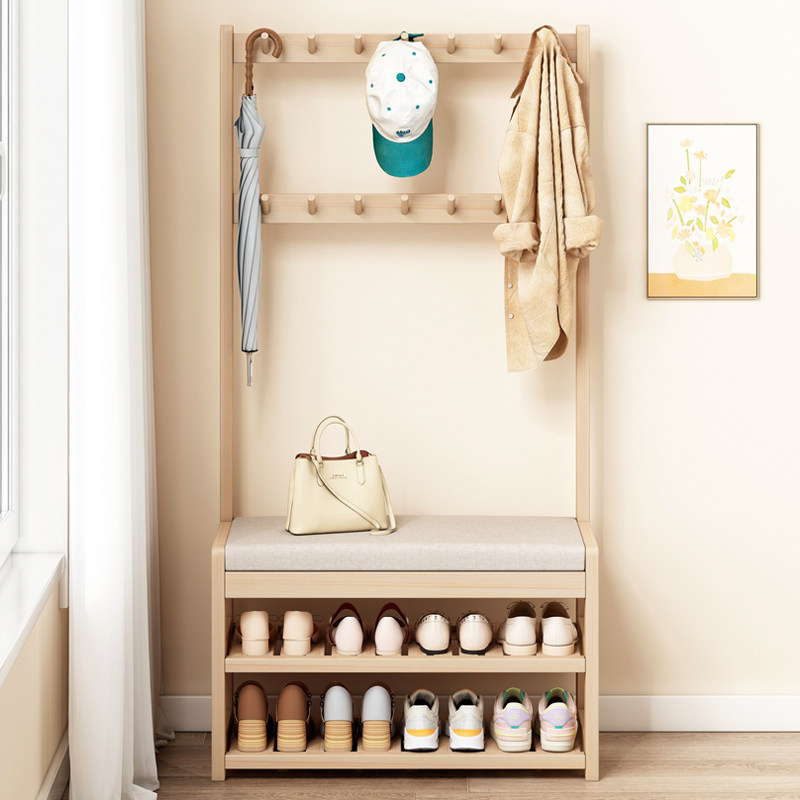 实木换鞋凳简易鞋架收纳置物挂衣架家用门口穿鞋凳多层小鞋柜落地,淘宝优惠券,粉丝福利购,淘宝优惠卷