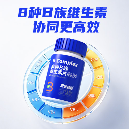 黄金搭档B族维生素片复合维生素b b1 b2 b6 b12 D-生物素男女性vb - 图1