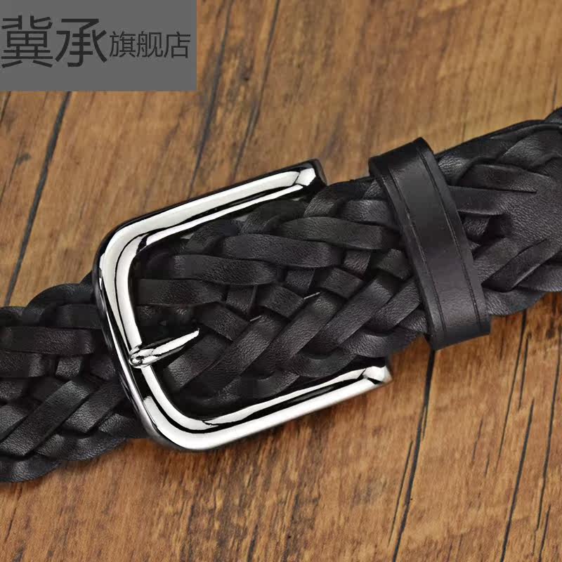2020新款针扣编织男士头层牛皮皮带 冀承腰带/皮带/腰链