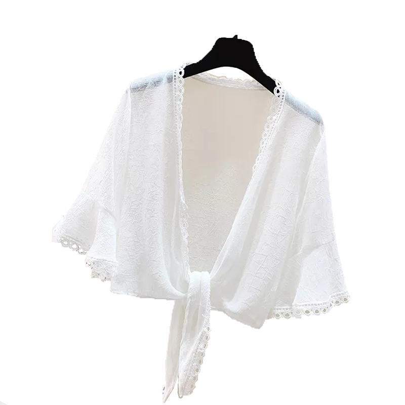 夏季配吊带裙子的外搭雪纺小披肩 蜜诗芳蕾丝衫/雪纺衫