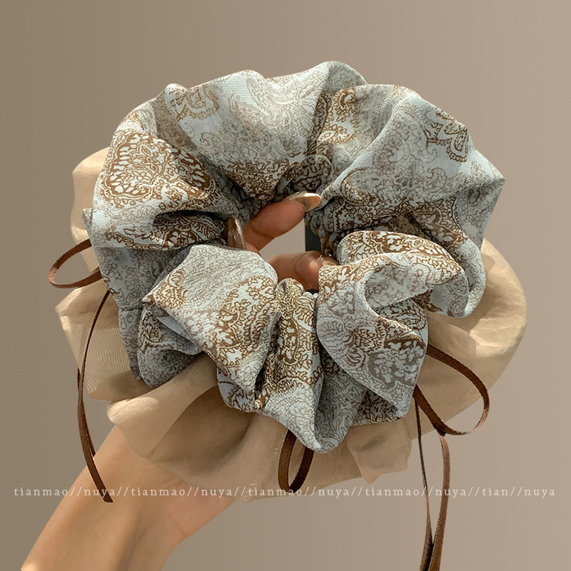 新中式蝴蝶结双层头花大肠发圈女高级感丸子头发绳扎头发皮筋头绳,淘宝优惠券,粉丝福利购,淘宝优惠卷
