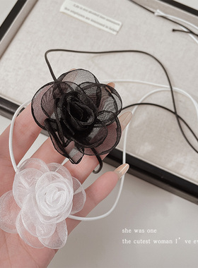 纯欲风玫瑰花颈链女高级感锁骨链