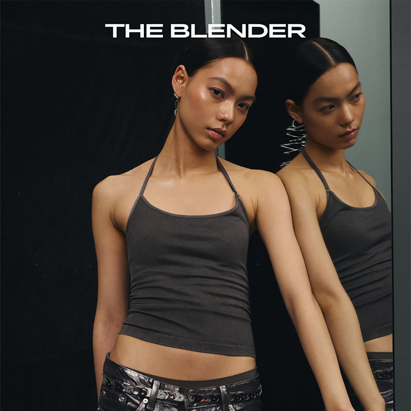 The Blender砂洗肤感牛仔无缝美背固定胸垫挂脖吊带背心女士,淘宝优惠券,粉丝福利购,淘宝优惠卷