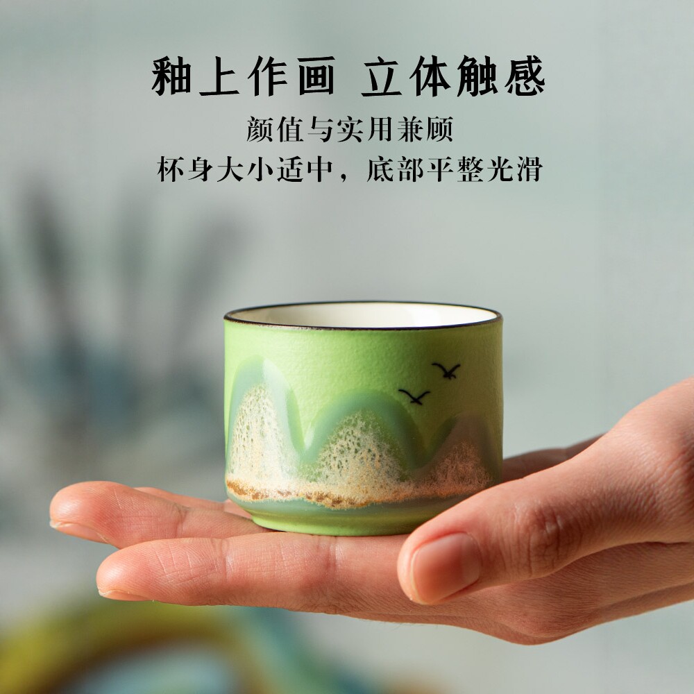 Wanli Jiangshan hand-painted glaze tea cup gift box