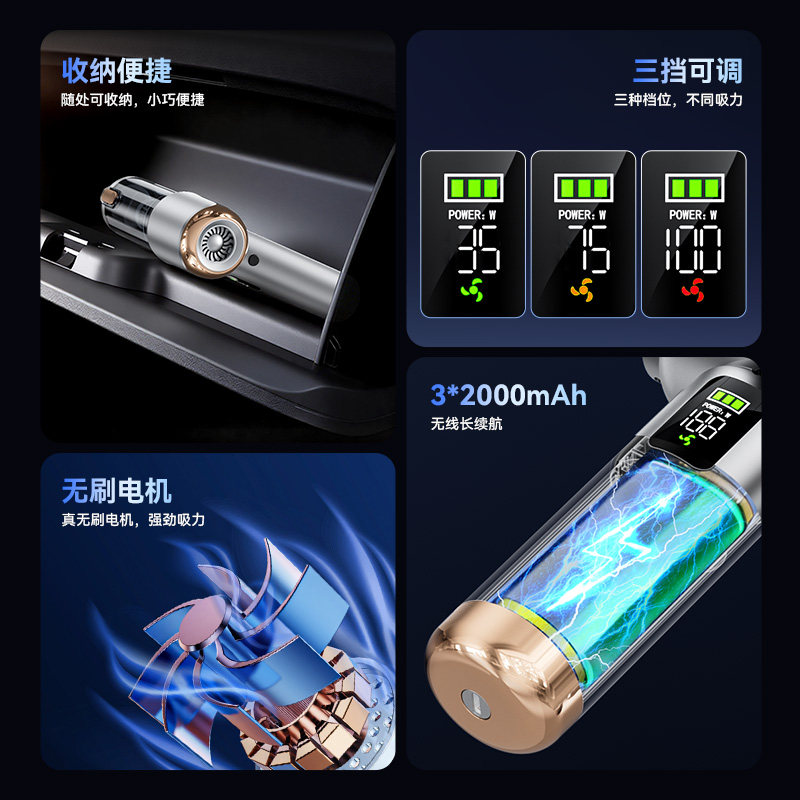 车载吸尘器手持小型2026新款超强大吸力汽车车内车用吸吹照明一体