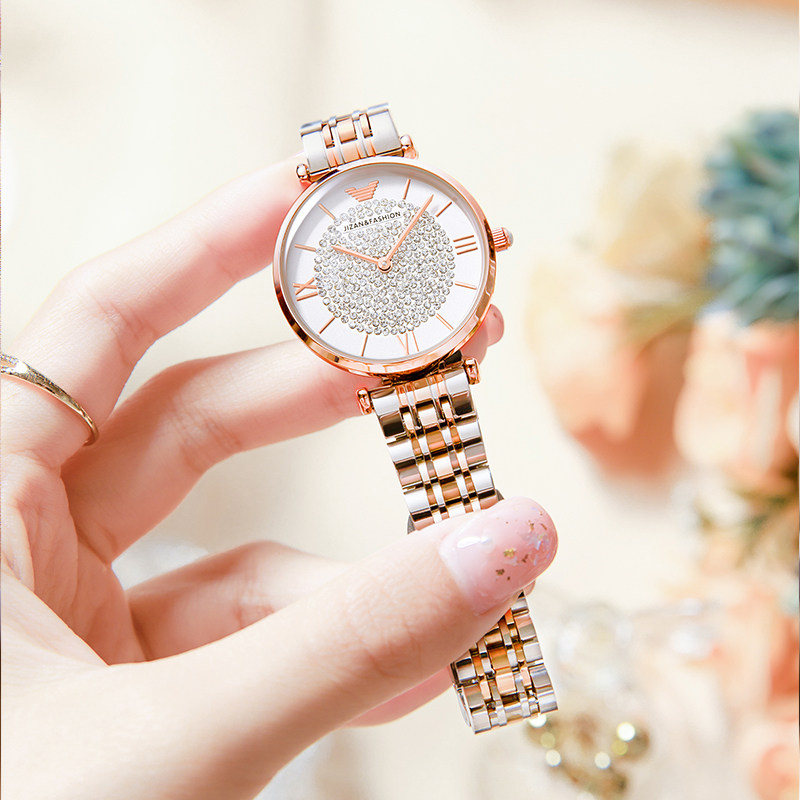 礼物送女友阿玛妮满天星女士感女表 积赞国产腕表