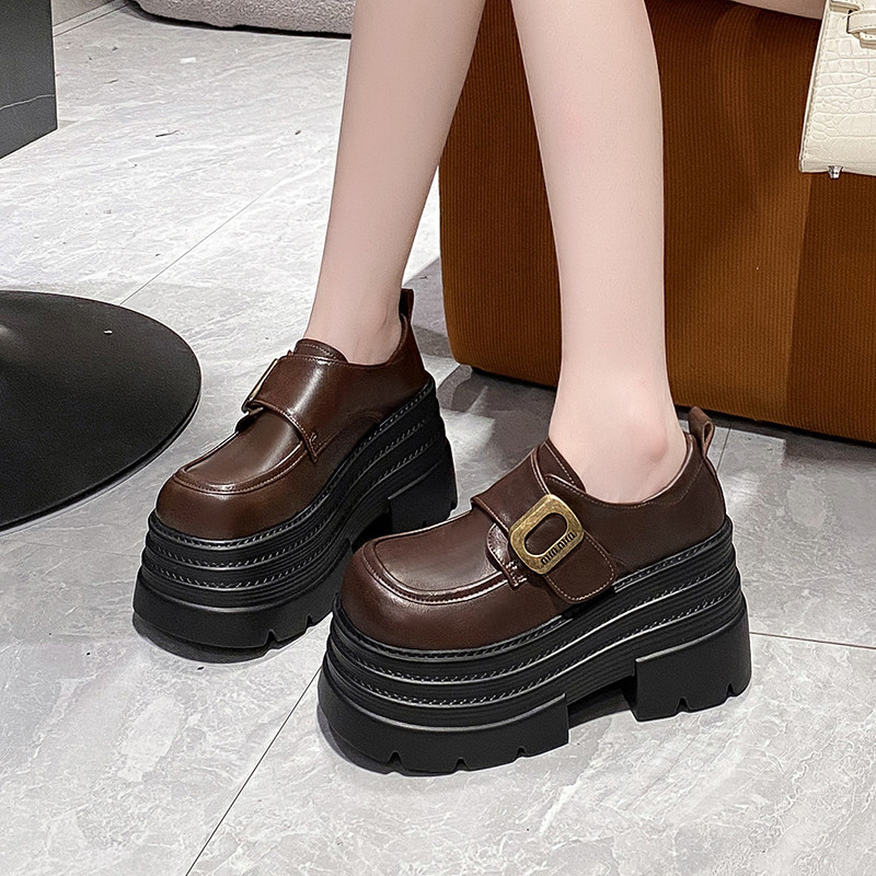 欧货漆皮厚底小皮鞋女2025春季新款增高粗跟单鞋松糕乐福鞋小白鞋,淘宝优惠券,粉丝福利购,淘宝优惠卷