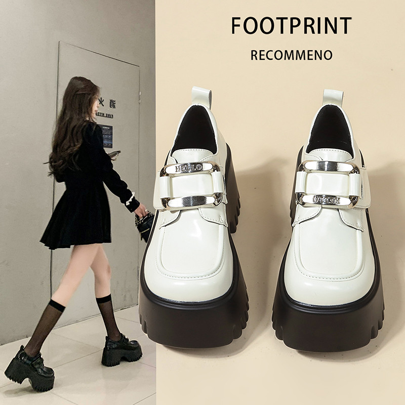 欧货漆皮厚底小皮鞋女2025春季新款增高粗跟单鞋松糕乐福鞋小白鞋,淘宝优惠券,粉丝福利购,淘宝优惠卷