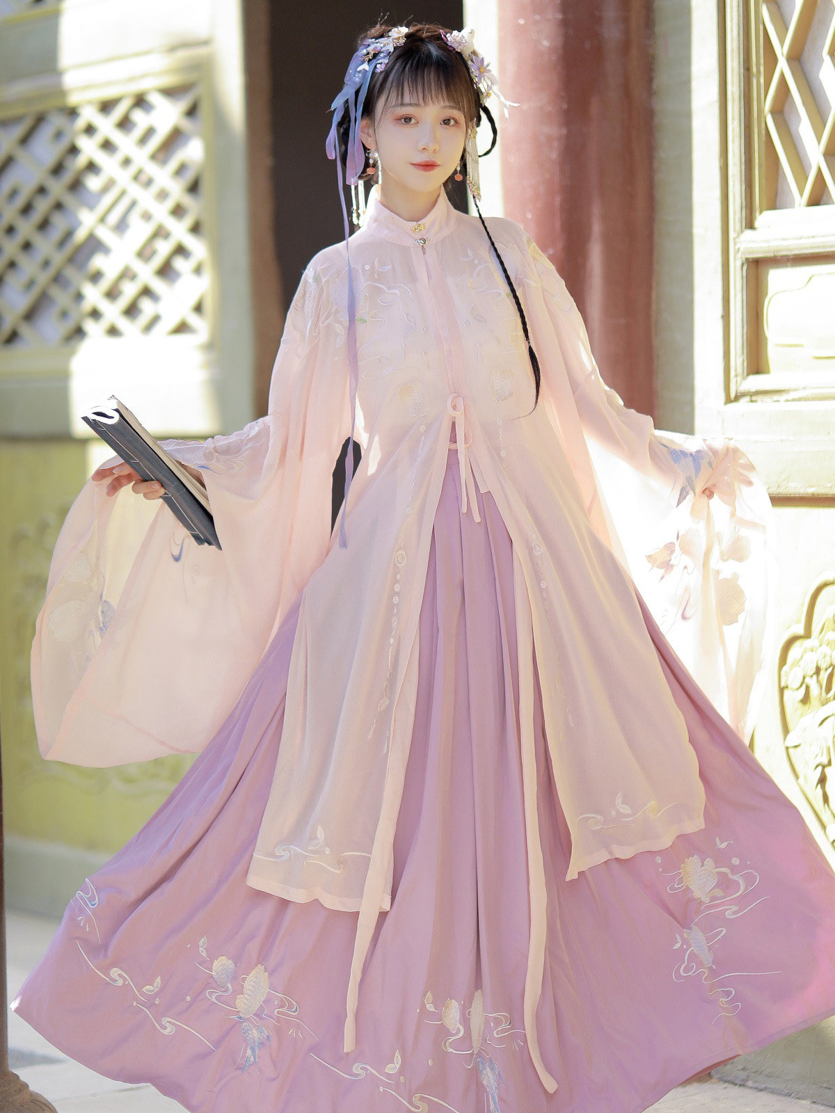 倚梦阁原创玉玲珑汉服明制全套云肩 倚梦阁汉服