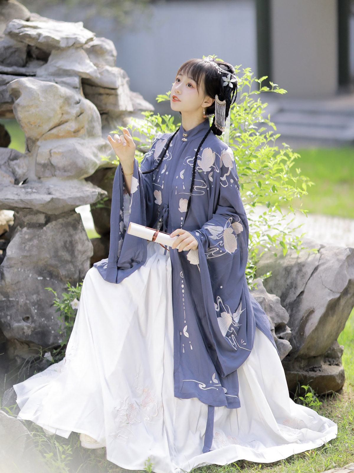 倚梦阁原创玉玲珑汉服明制全套云肩 倚梦阁汉服