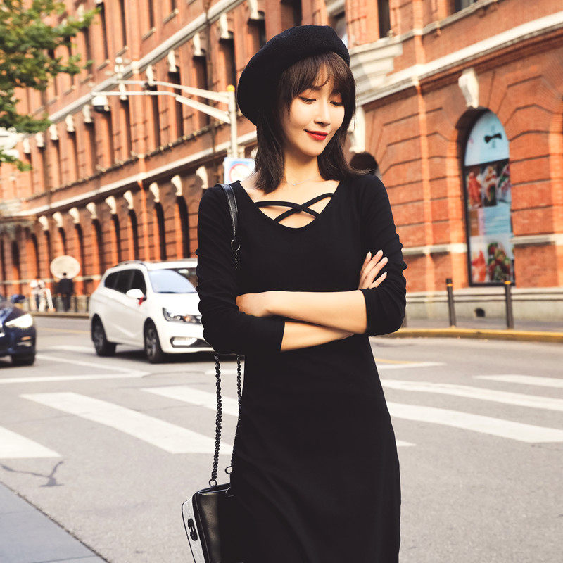 秋装2020年新款女收腰气质连衣裙 炫魅影连衣裙