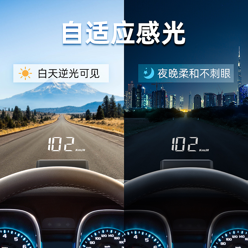 车载hud抬头显示高清大字体速度电压水温单次里程多功能改装款H60-图1