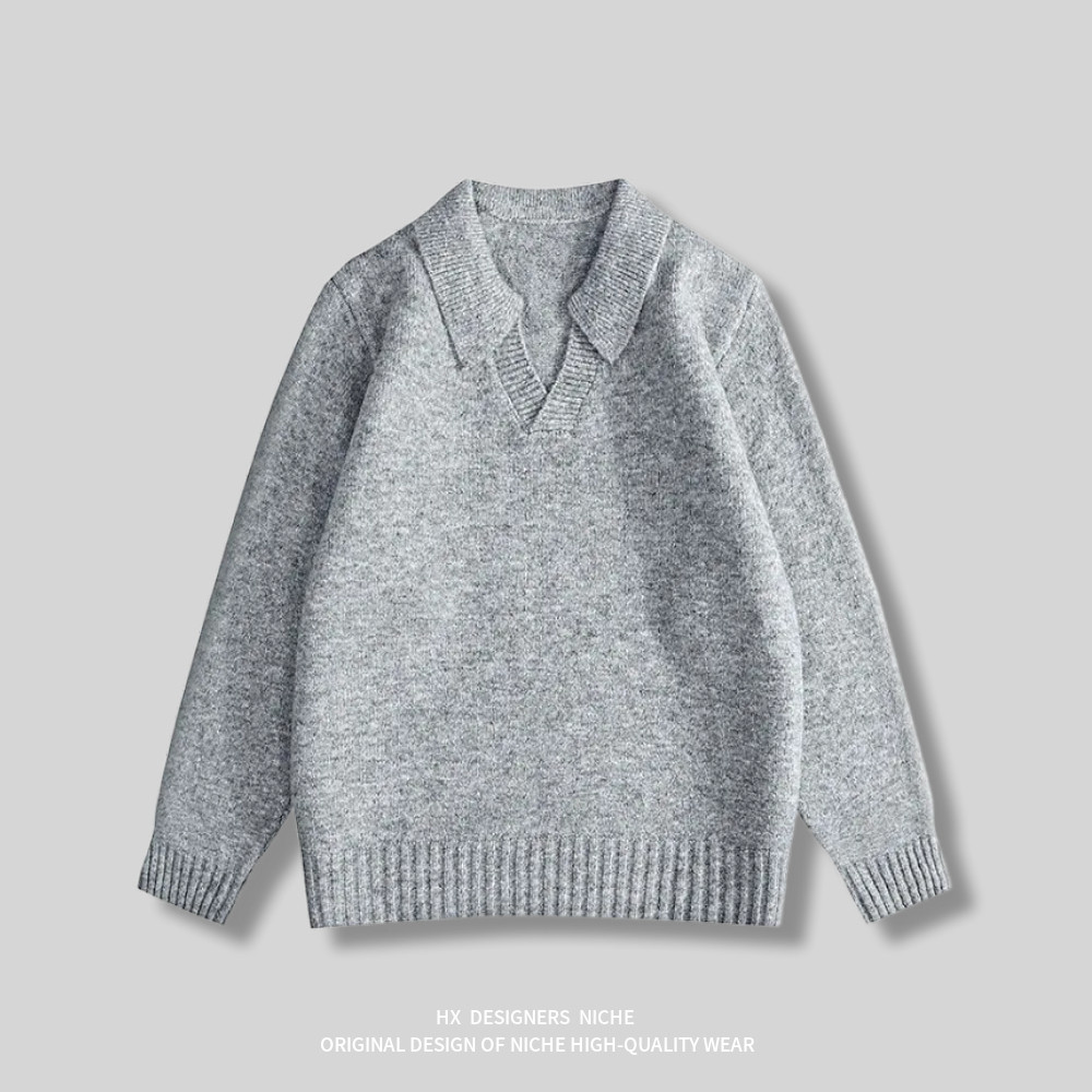 『离岛』汉序设计感  秋冬季日系复古翻领套头毛衣服针织衫外套男,淘宝优惠券,粉丝福利购,淘宝优惠卷