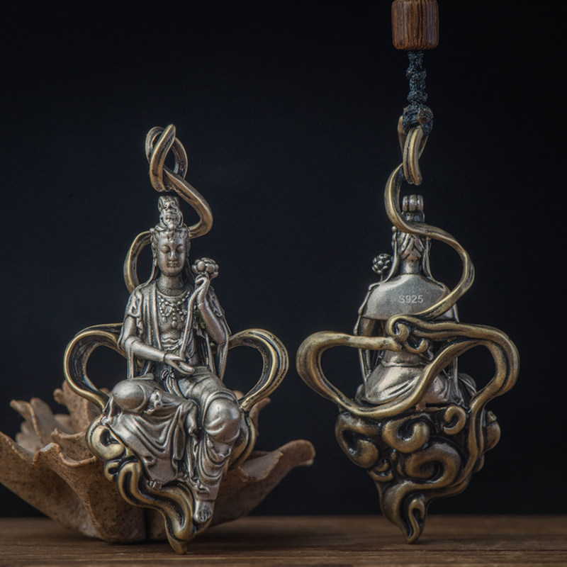 纯s925银大势至菩萨属马佛像吊坠 简修行项坠/吊坠