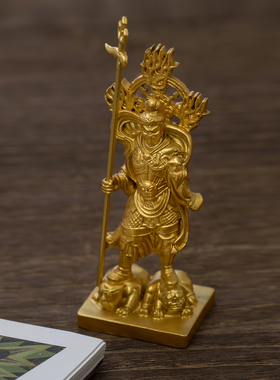 黄铜毗沙门天随身佛摆件