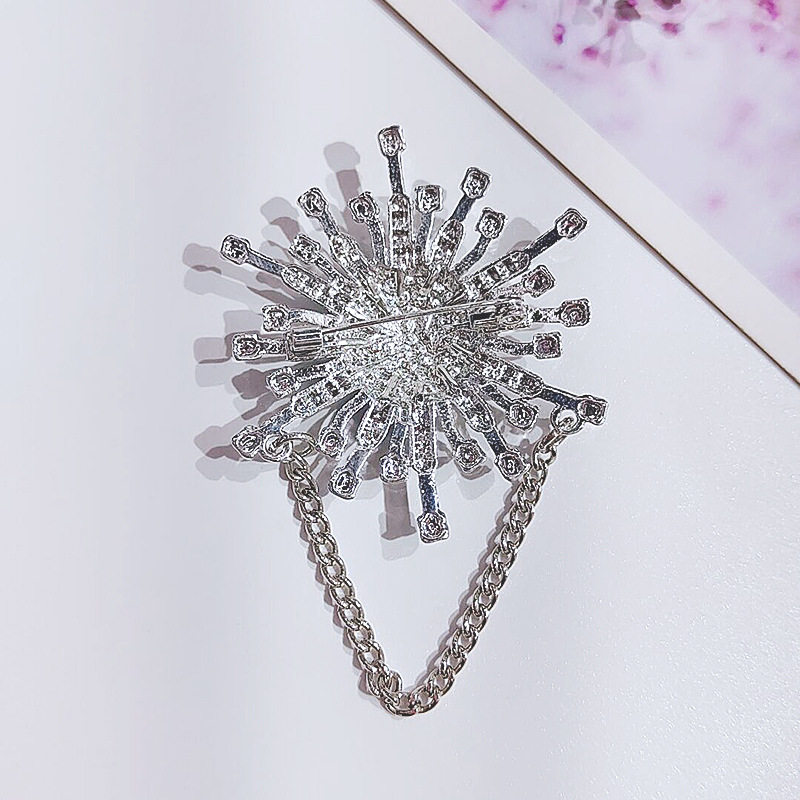 Brooch新款满钻太阳花带链条胸针女别针衬衫西服毛衣大衣披肩配饰,淘宝优惠券,粉丝福利购,淘宝优惠卷