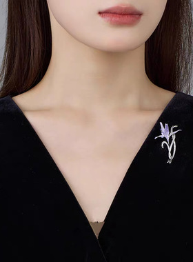 跨境热销紫色海棠花胸针西装大衣毛衣百搭胸花配饰轻奢感别针
