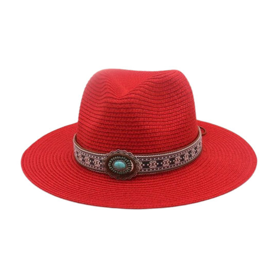 Simple Tibetan ethnic style men's and women's beach sun protection visor fashionable ethnic style straw hat travel hat