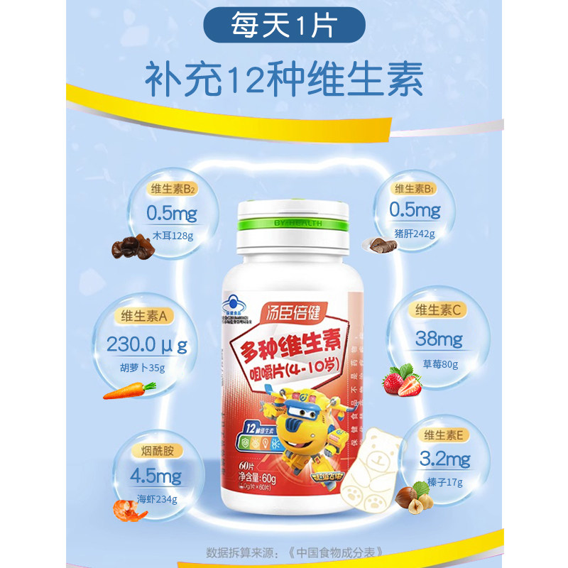 汤臣倍健儿童多种维生素c钙铁锌复合多维咀嚼片官方旗舰店正品b族,淘宝优惠券,粉丝福利购,淘宝优惠卷