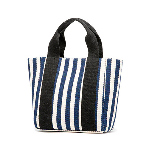 条纹帆布托特包时尚潮流小布包手提女包上班手拎包包2024新款女包 - 图3
