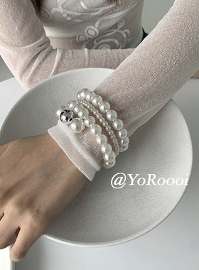 千金多层环绕设计感珍珠手环手镯