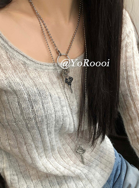 复古小众长款钥匙项链别致百搭