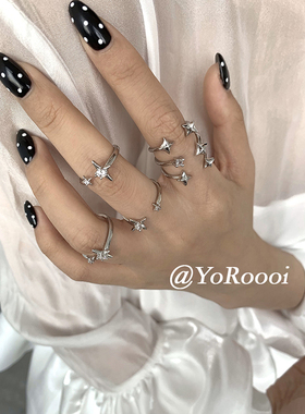 简约氛围感磨砂四芒星戒指指环