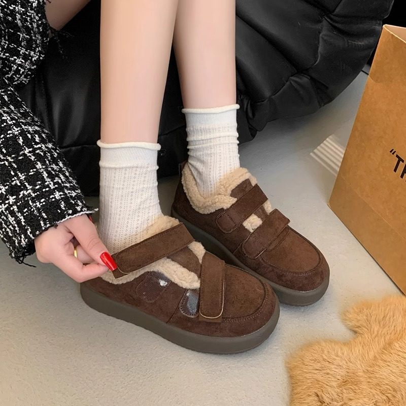 魔术贴厚底豆豆勃肯鞋女加绒2025新款冬季乐福鞋棉鞋子保暖雪地靴,淘宝优惠券,粉丝福利购,淘宝优惠卷