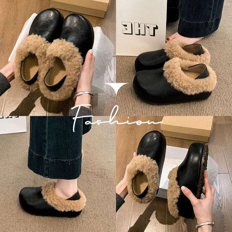 加绒加厚复古厚底豆豆勃肯鞋女2025冬季新款毛毛棉鞋子保暖雪地靴,淘宝优惠券,粉丝福利购,淘宝优惠卷