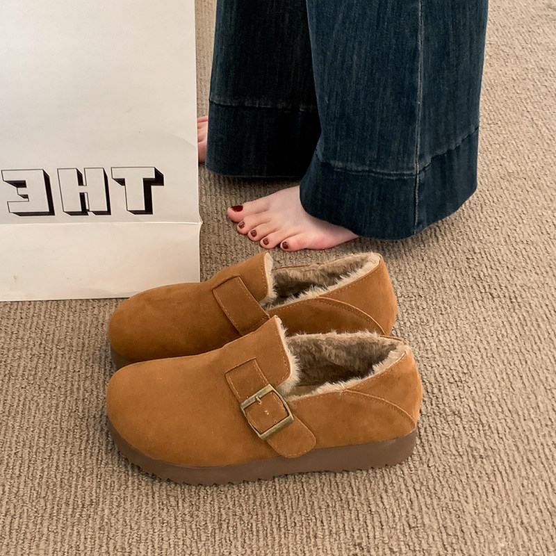 厚底加绒豆豆勃肯鞋女2025冬季新款乐福鞋毛毛鞋保暖棉鞋子雪地靴,淘宝优惠券,粉丝福利购,淘宝优惠卷